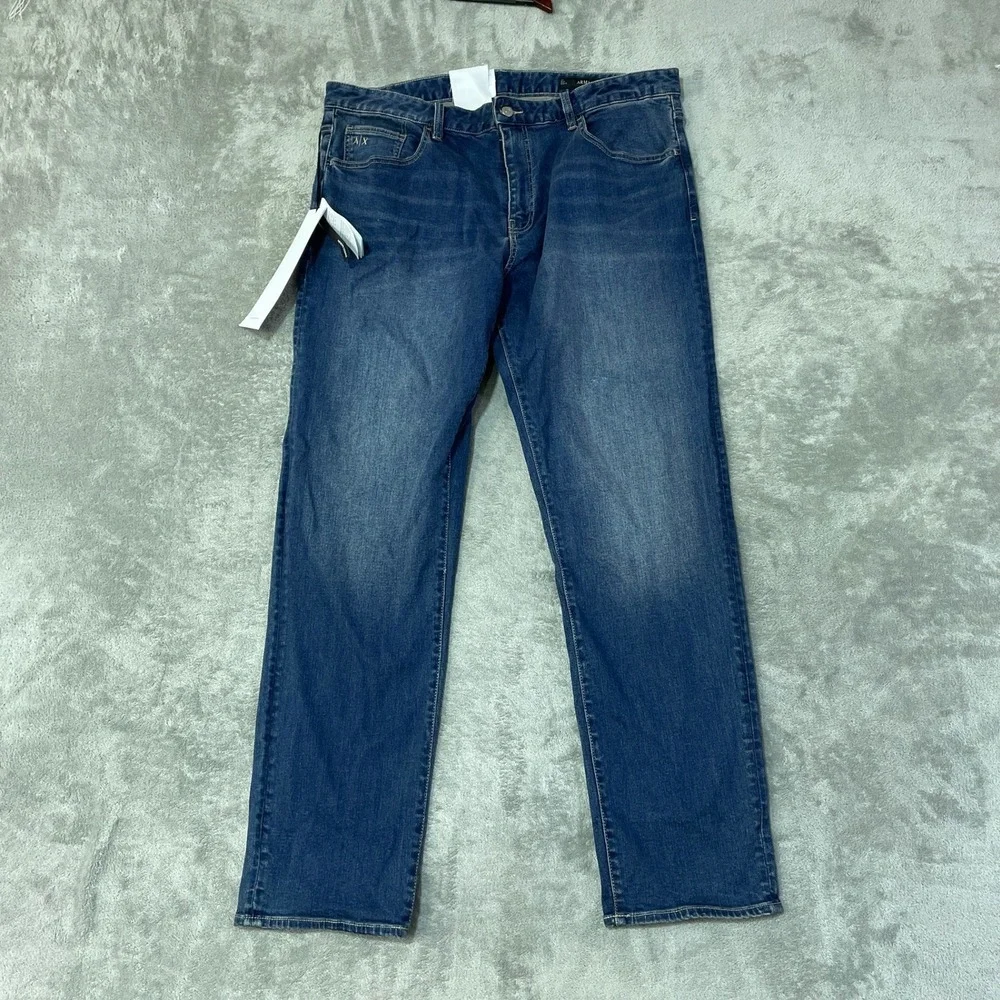 NWT Armani Exchange J13 Jeans Men's 38x32 Blue Cotton Blend Slim Fit Denim